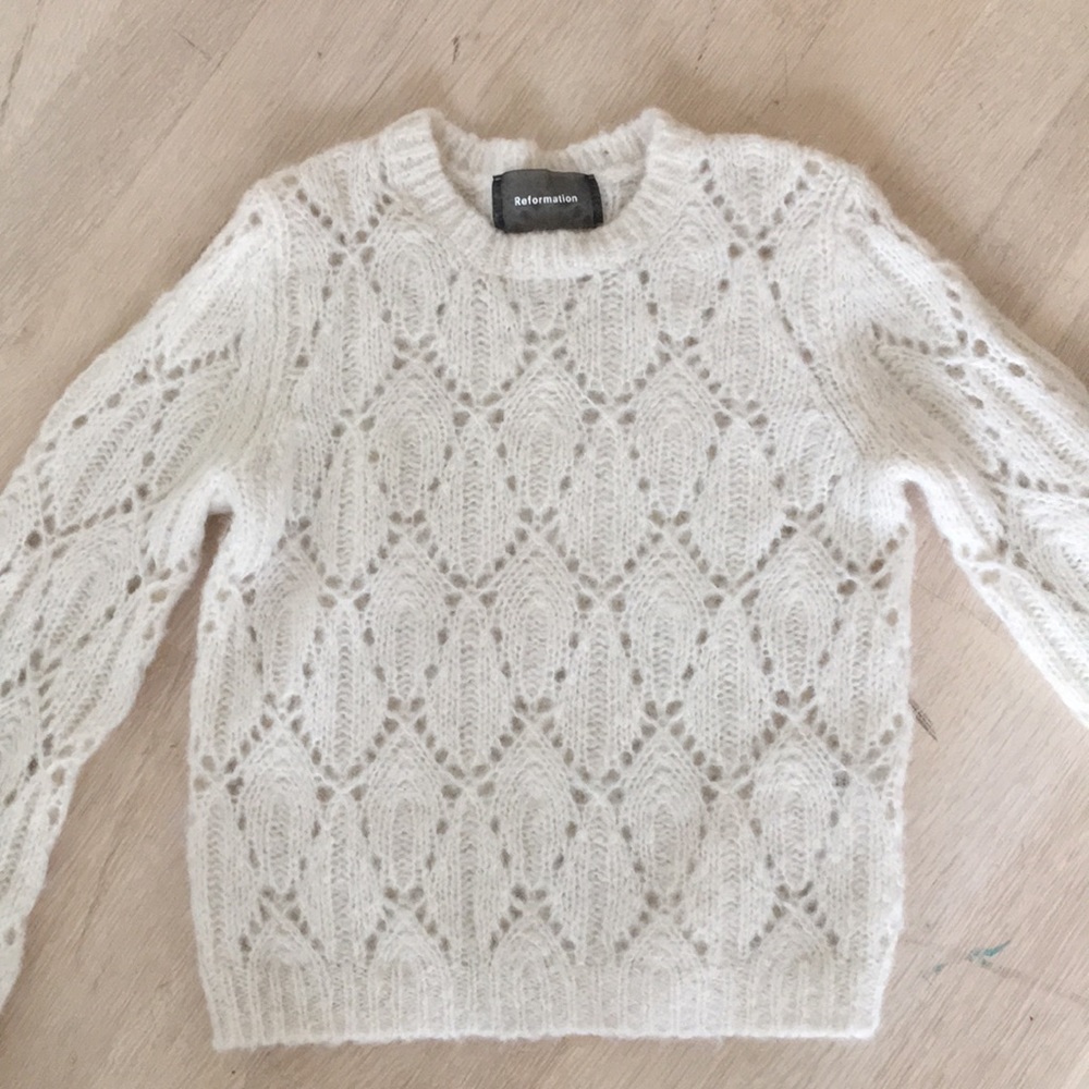 Reformation white knit sweater